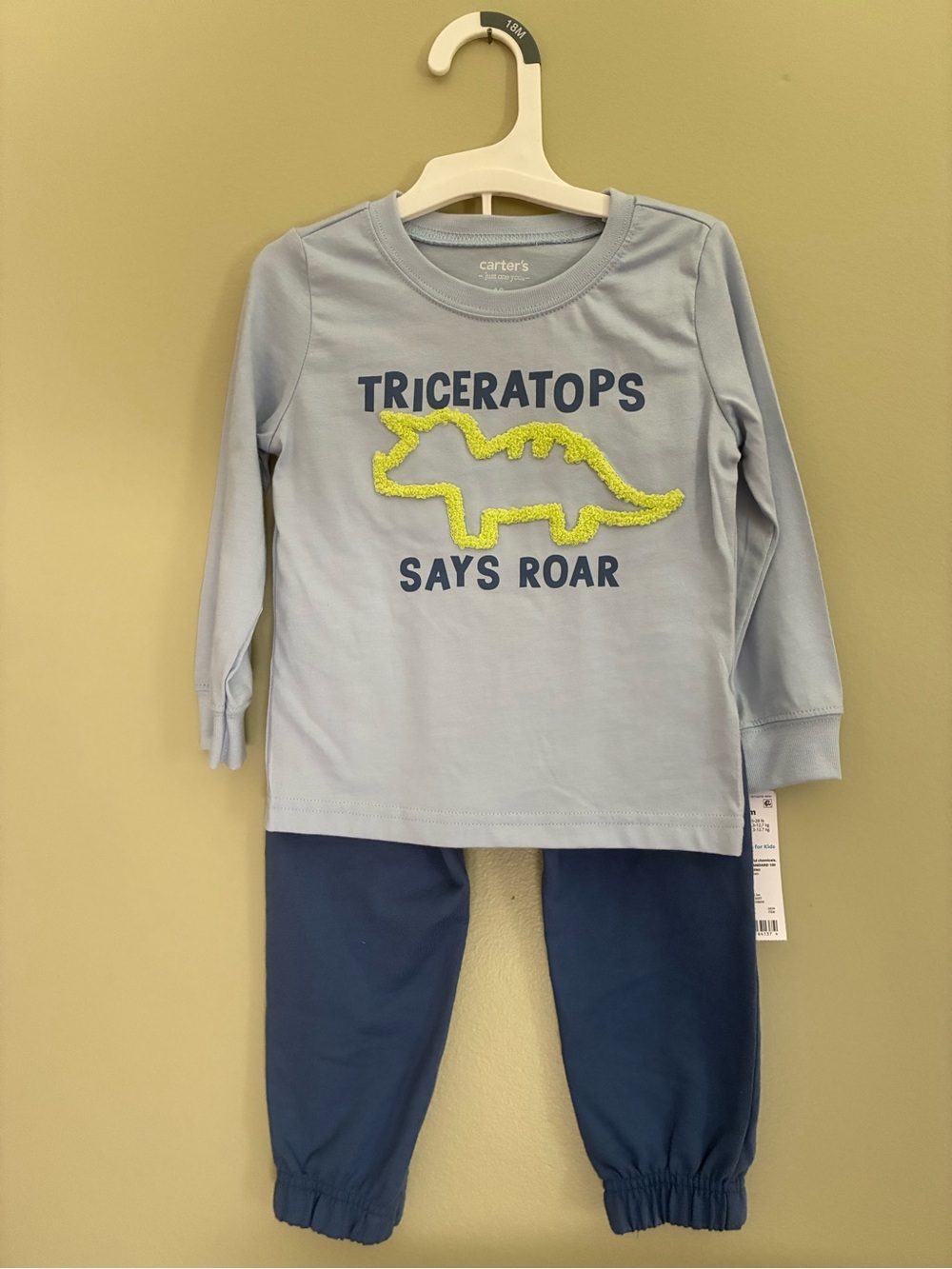 Carter's Light Blue and Navy Triceratops Set
